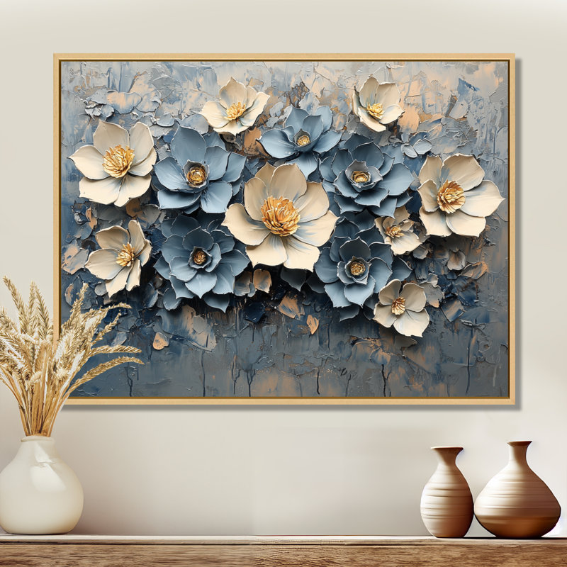 Morning Dew of Aqua Succulent Simplicity - Art mural succulent, H 16 po x l 32 po, Impression encadrée flottante