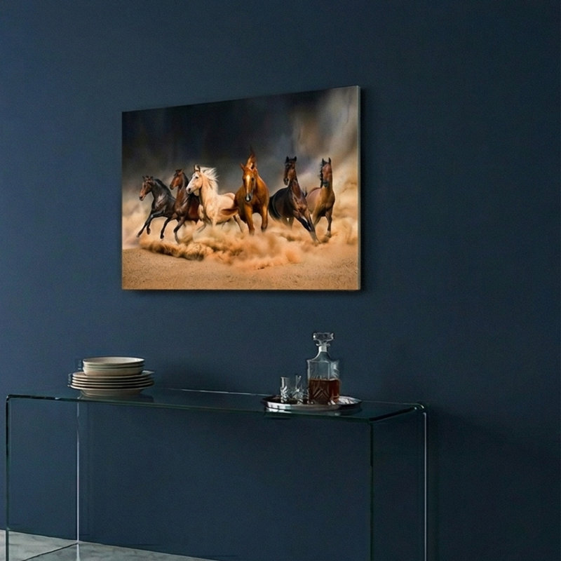 «Thunder and Dust», cheval au galop, impression sur verre trempé