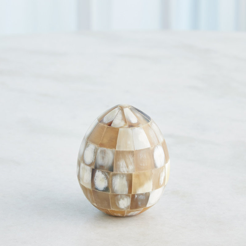 Horn Egg-Black-Med, Brown, 4" H x 3.25" W x 3.25" D