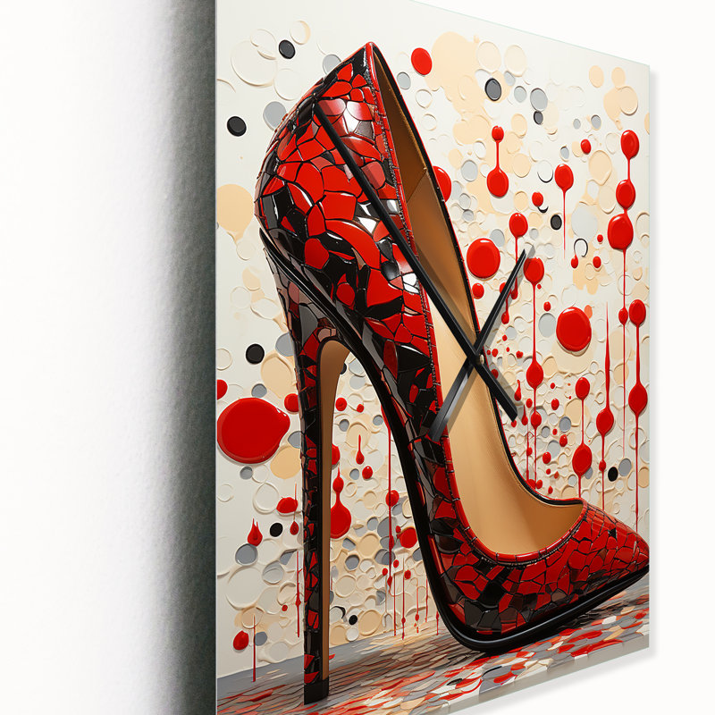 Horloge murale surdimensionnée noire et rouge Symphony V - Fashion, H 40 po x l 30 po x P 1 po