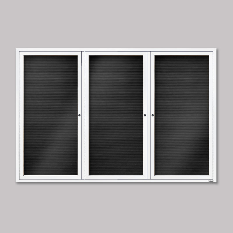 Tableau d'affichage mural fermé pour armoire d'annuaire, Blanc thermolaqué, Trois, 48 po x 72 po