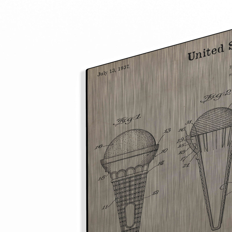 «Ice Cream Cone Blueprint Brevet Parchment» par Patents, H 16 po x l 24 po