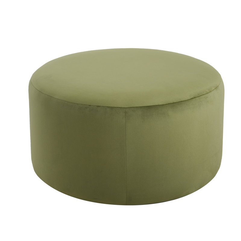 Malpaso Round Ottoman,Olive Green, Olive Green Polyester