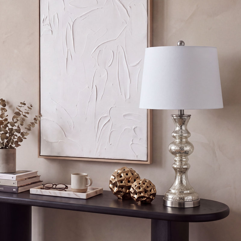 Lemasters Table Lamp, Silver/Ivory