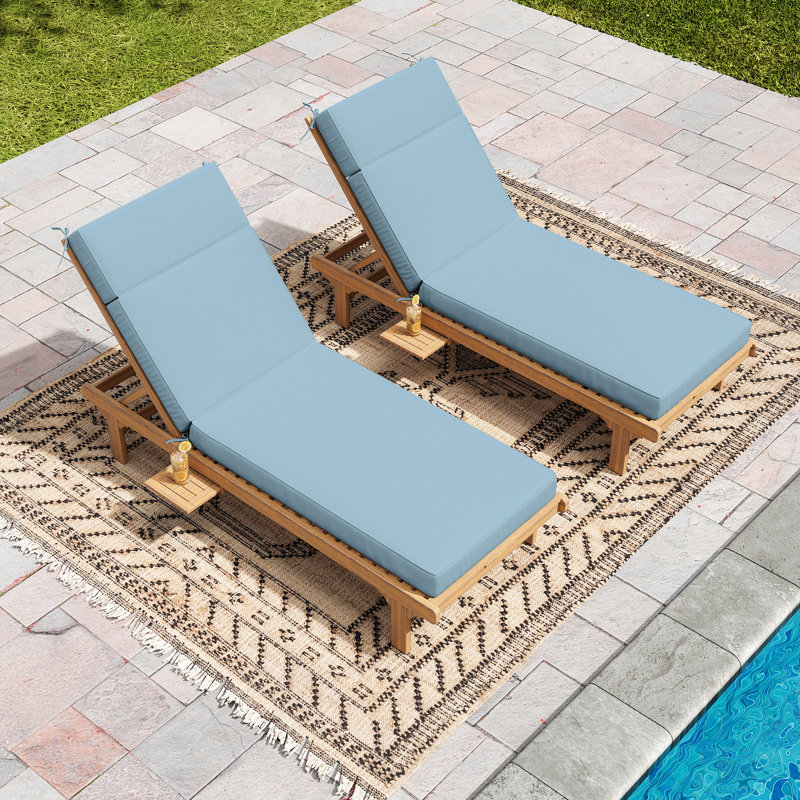 Outdoor 4'' Chaise Lounge Cushions Lounge Chair Cushions 21" W X 72" L (Set Of 4), Light Blue, 4, 21" W x 72" D