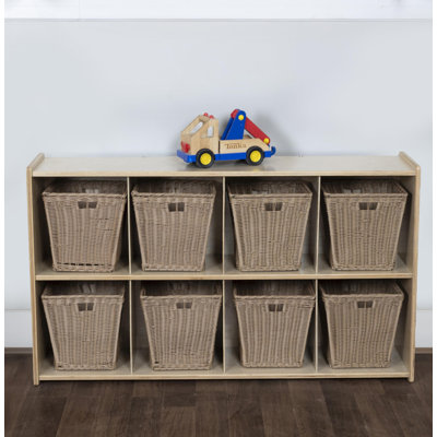 3-Tier Open Shelves Bookcase, 8-Cube Storage Organizer Display Shelf for Montessori, School, 27"H