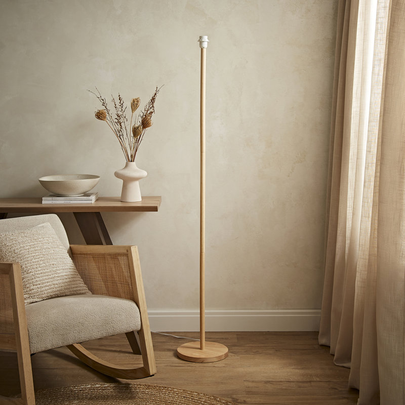 Dilen 160cm Traditional Floor Lamp, Light Wood