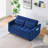 '' dreamlike blue velvet sofa with elegant design, convenient pockets, and three-in-one convertible functionality.