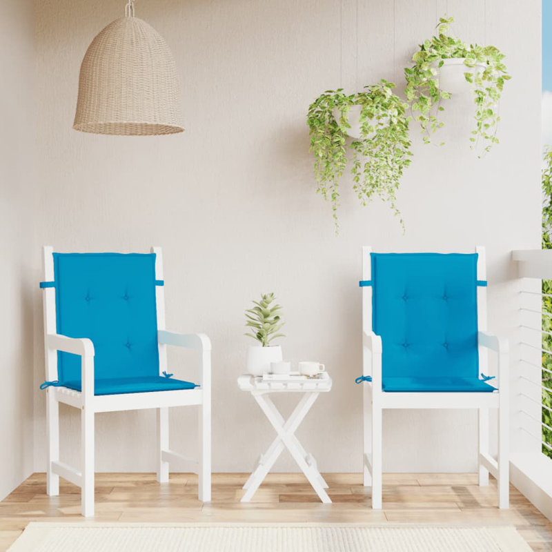  Coussin de chaise de patio à dossier bas 2 pièces bleu 39,4 x 19,7 x 1,2 po