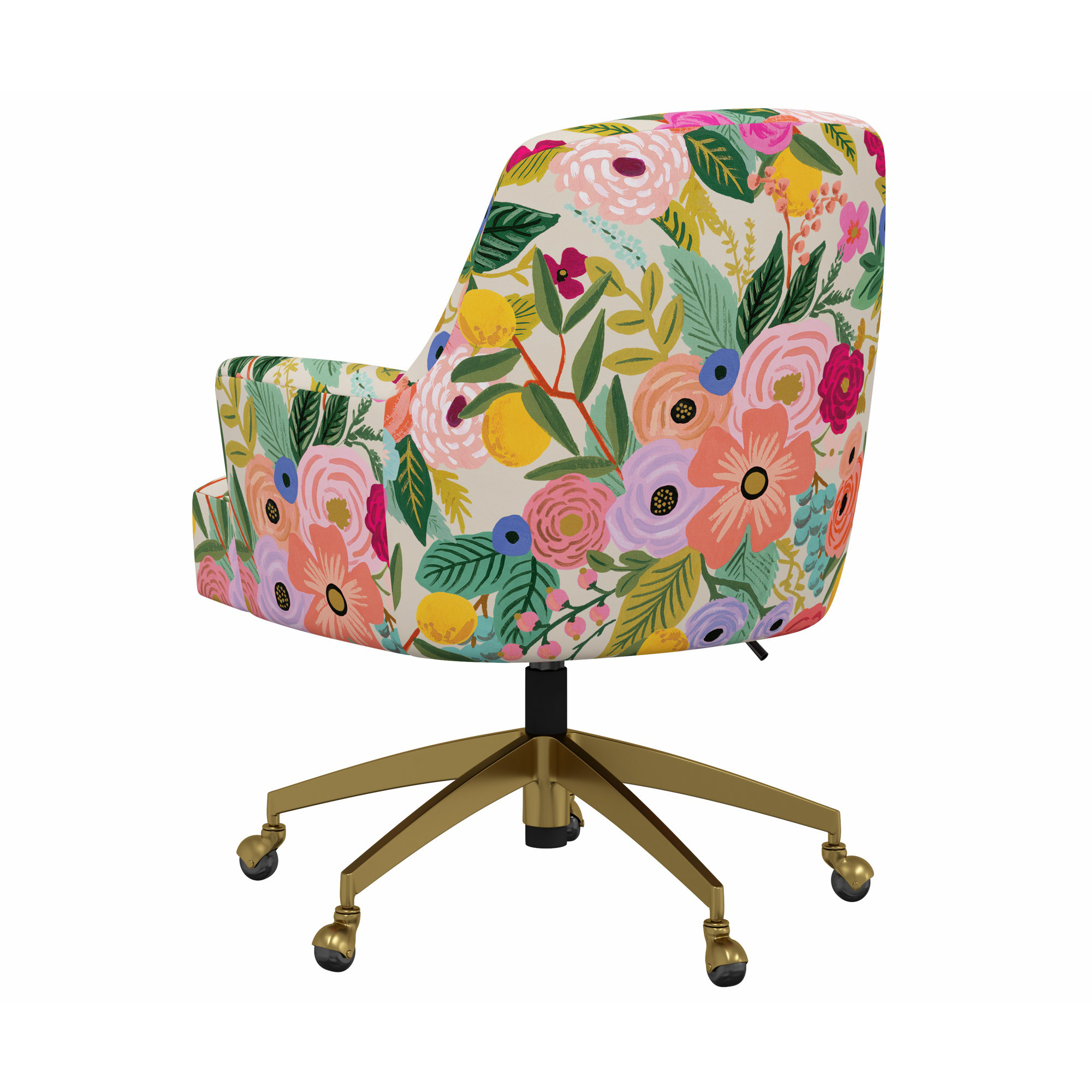 Rifle Paper Co. x Cloth & Company Yvette Office Chair, Rpc Garden Party Garden Linen, Brushed Gold