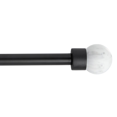 TOWN & COUNTRY LUXE Marbled Sphere Single Indoor Curtain Rod and Finial Set 