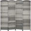 6' Tall Room Divider, 4 Panel Folding Privacy Screen. Mixed Grey Hand-Woven Freestanding Partition For Home. For Bedroom, Office. Foldable, Lightweight, . No Assembly , Foldable.