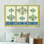 Fleur de lis, motif doré - ensemble d'art mural sur toile traditionnel encadré de 3