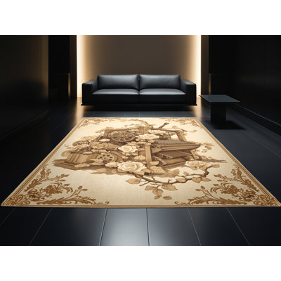 Tapis beige classique lavable à la machine Warleigh