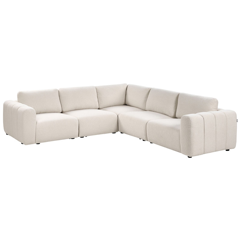Blerata 5 Seater Corner Sofa, Left Hand Facing, Off White Boucle