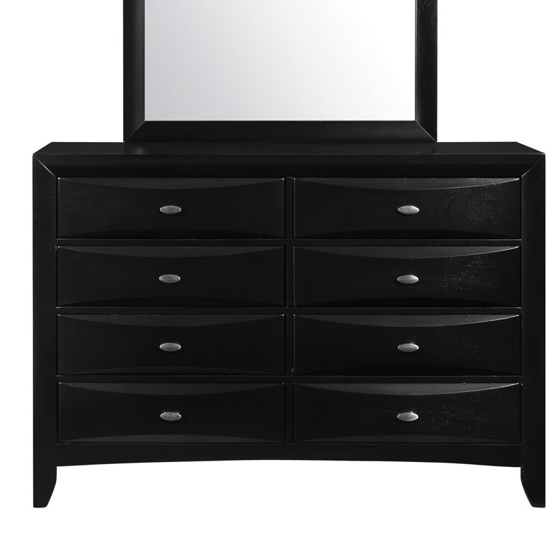 54" Cherry Solid Wood Eight Drawer Double Dresser, Brown