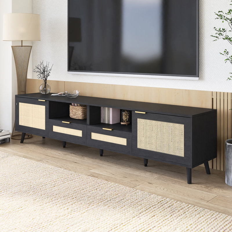 Modern Farmhouse TV Stand For Tvs Up To 85", Black