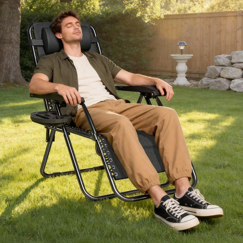 Folding Recliner Chair, Black