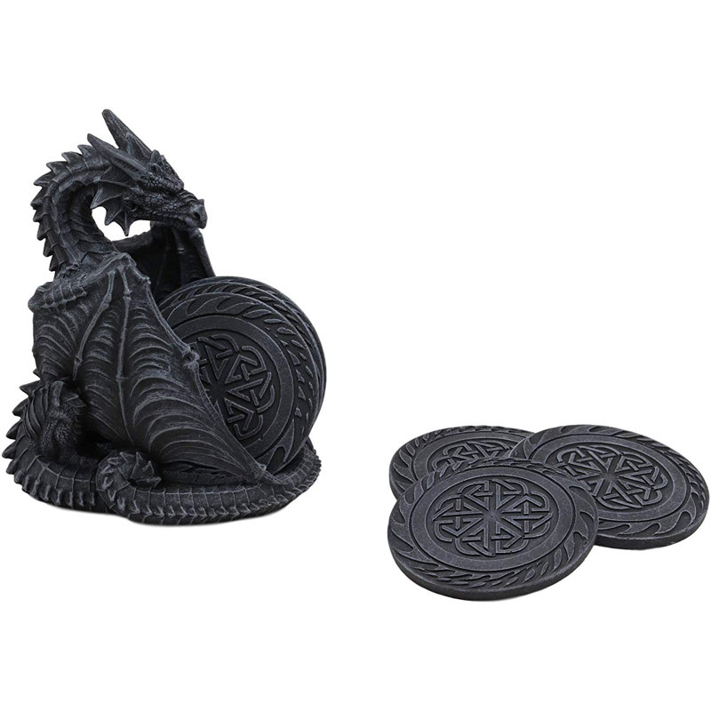 Cork Round 4 Piece Coaster Set With Holder