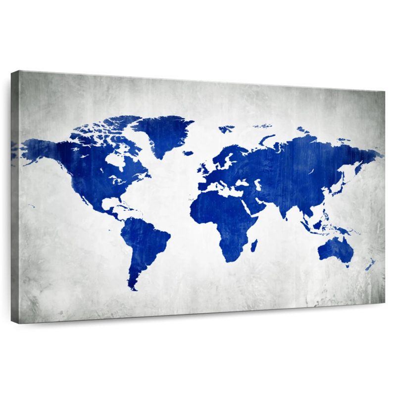 Carte du monde Aliaz en bleu, H 26 po x l 39 po