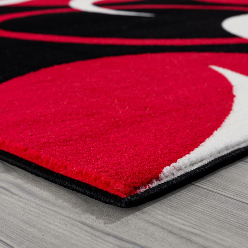 Tapis à motif abstrait rouge Dossantos, Rectangle 3 pi 9 po x 5 pi 4 po
