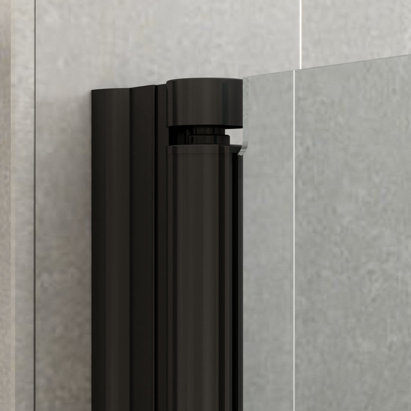 34''-35.5'' Black Aluminum Frameless Bi-Fold Shower Door