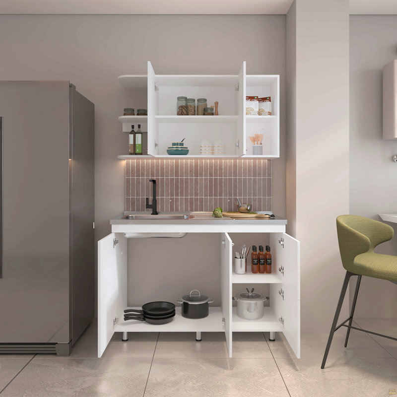 Ensemble d'armoires de cuisine, 6 portes, 9 tablettes