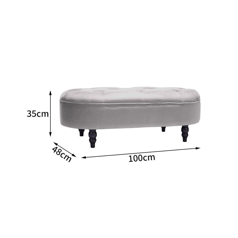 Rohit 100cm Wide Velvet No Pattern Footstool Ottoman with Storage