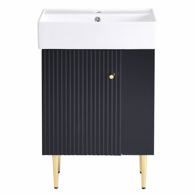 Meuble-lavabo 21,6 po, Doré, Noir