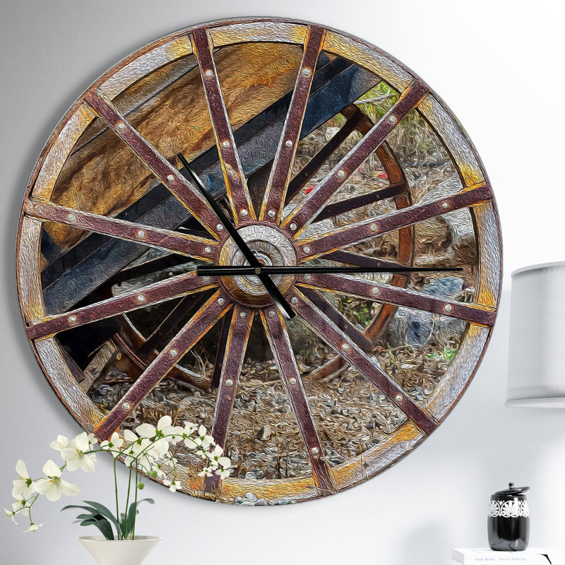 Horloge murale rustique Swigart Farmhouse Designart, Moyen
