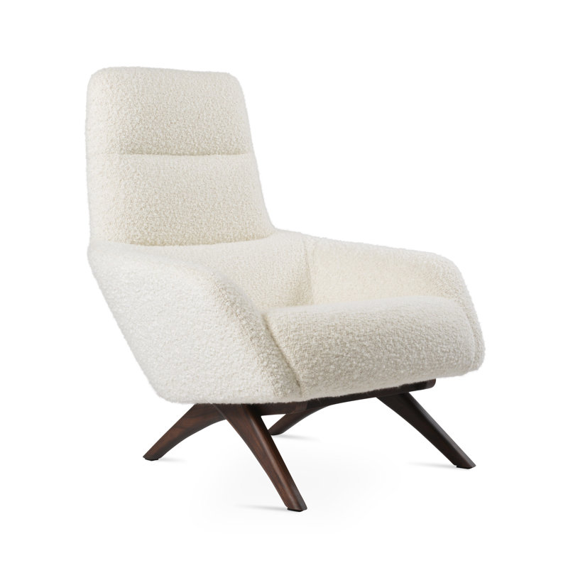 Fauteuil en bois BRC, Laine blanc cassé