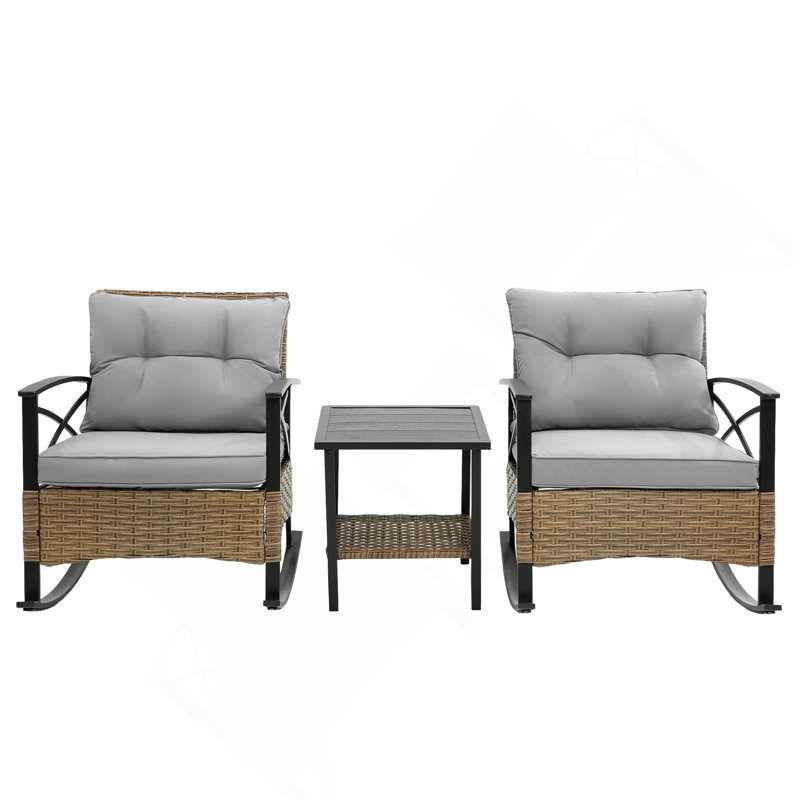 Ensemble de chaises berçantes 3 pièces, Gris