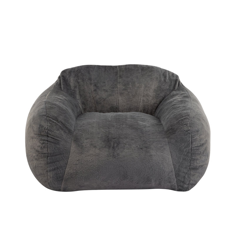 Fauteuil à billes d'intérieur, fausse fourrure grise