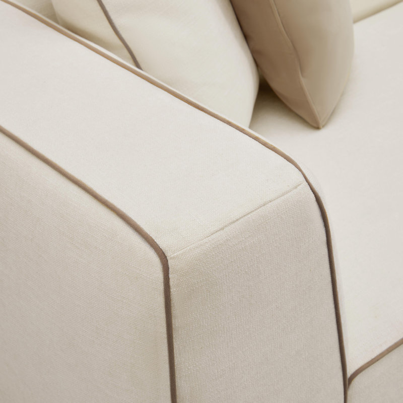 Cream Linen Sectional, Right Hand Facing