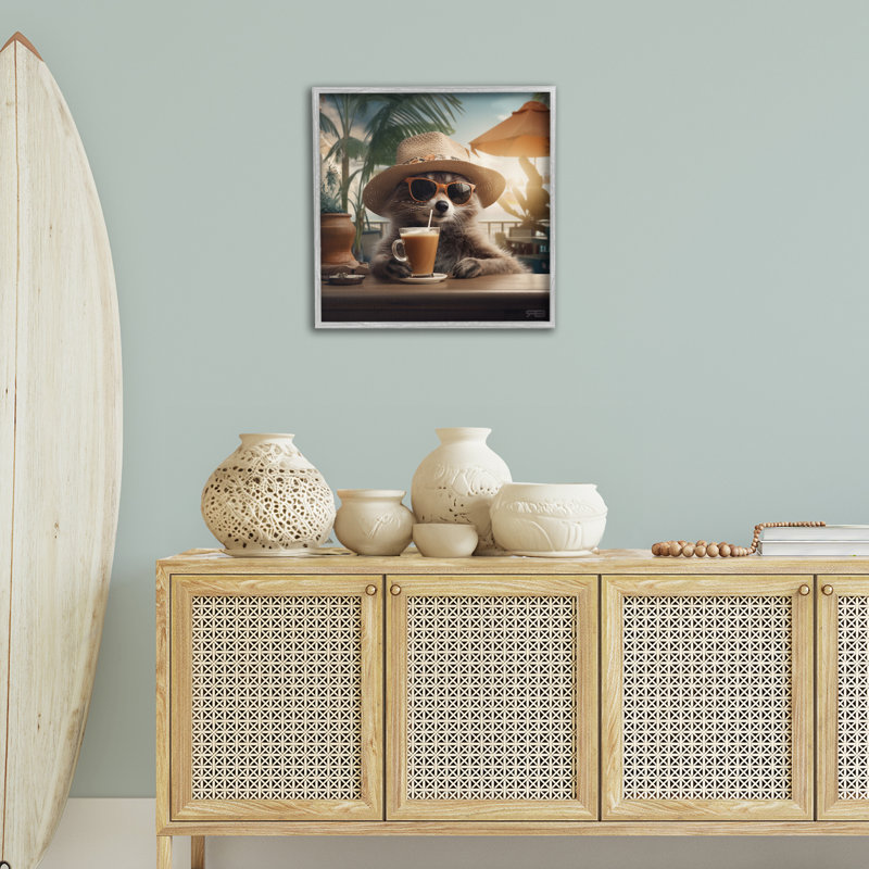 Art animal en sirotant une boisson tropicale giclée par RB, Estampe numérique Farmhouse, H 24 po x l 24 po
