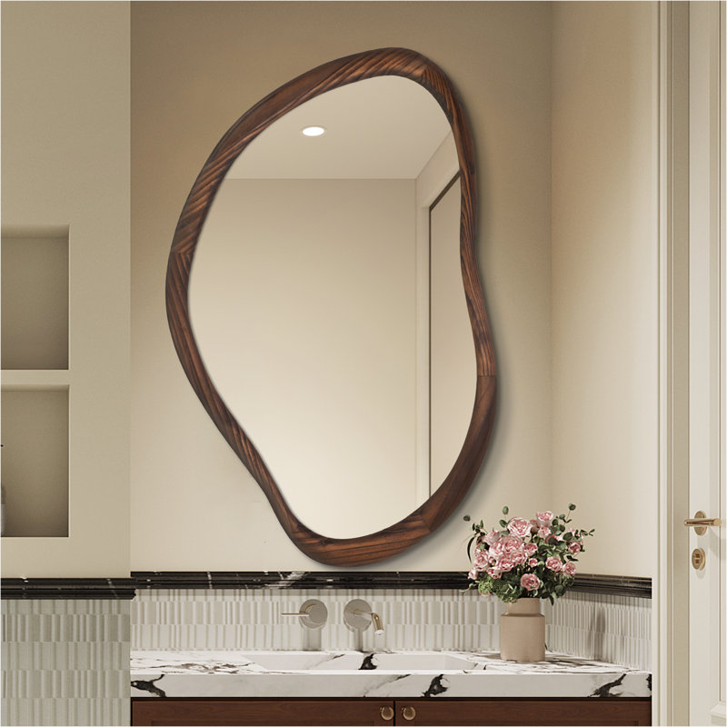Miroir asymétrique en bois 24 po x 36 po, Noyer foncé