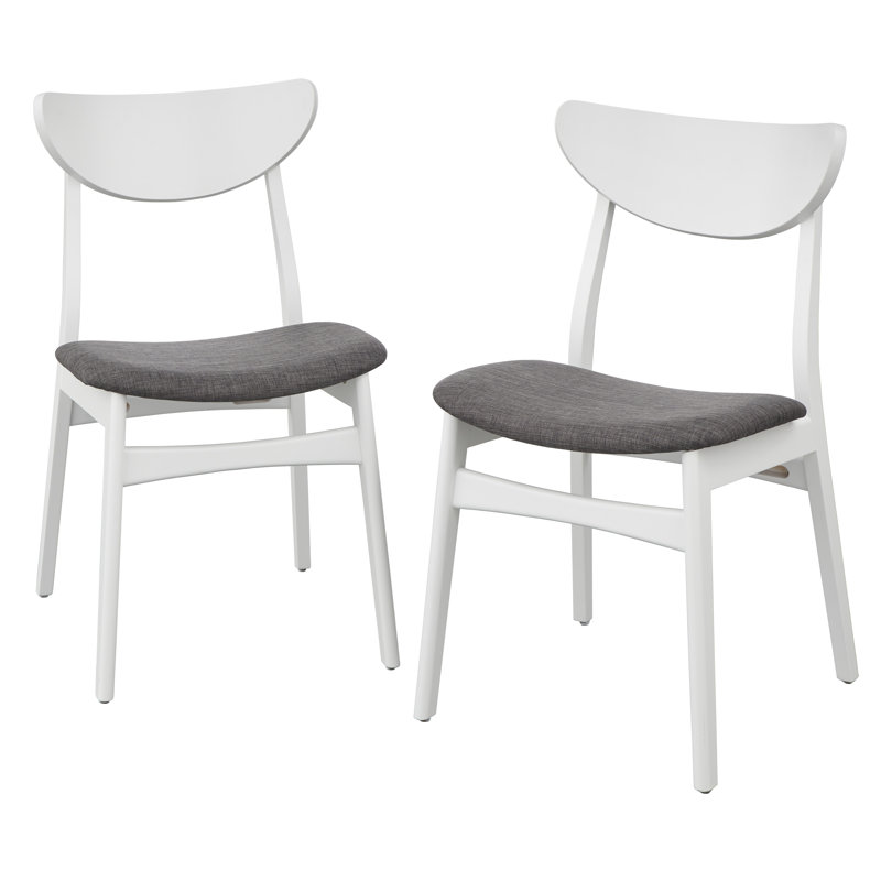 Armalla Solid Beech Wood Mid Century Modern Upholstered Dining Chair, White