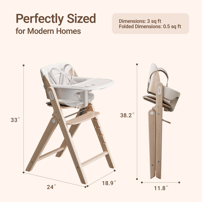 Convertible Baby Feeding Dining Chair With Removable Tray, Beige