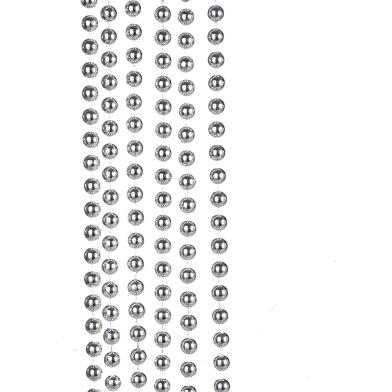 Kurt Adler Round Beaded Plastic Christmas Garland, Silver, 15ft x 12mm