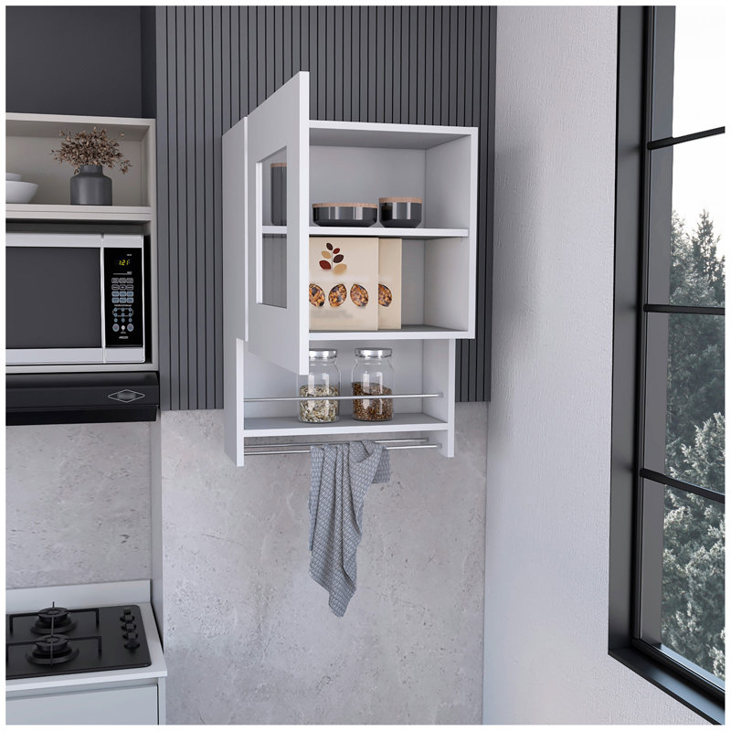 Balboa Wall Cabinet, Towel Bar, 1 Door White