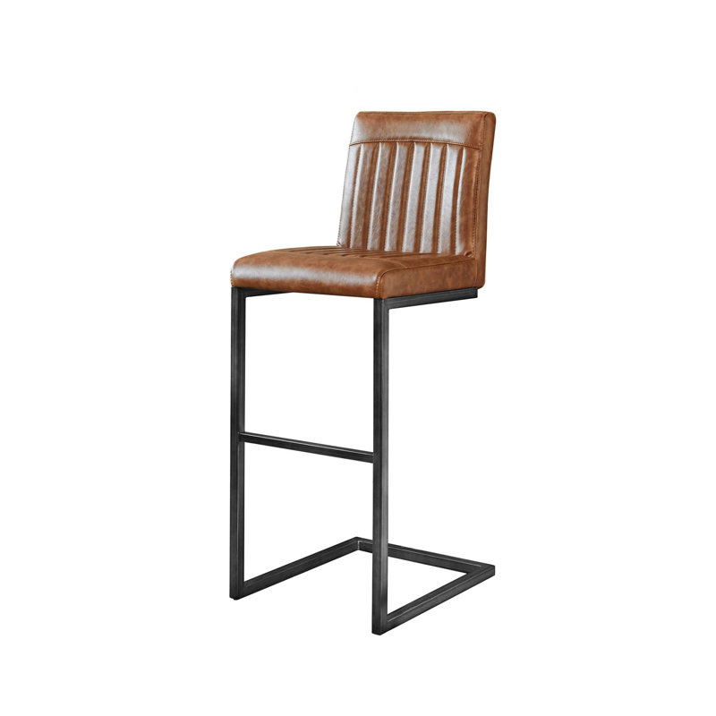 Tabouret de bar de qualité supérieure avec dossier capitonné et structure robuste, Brun