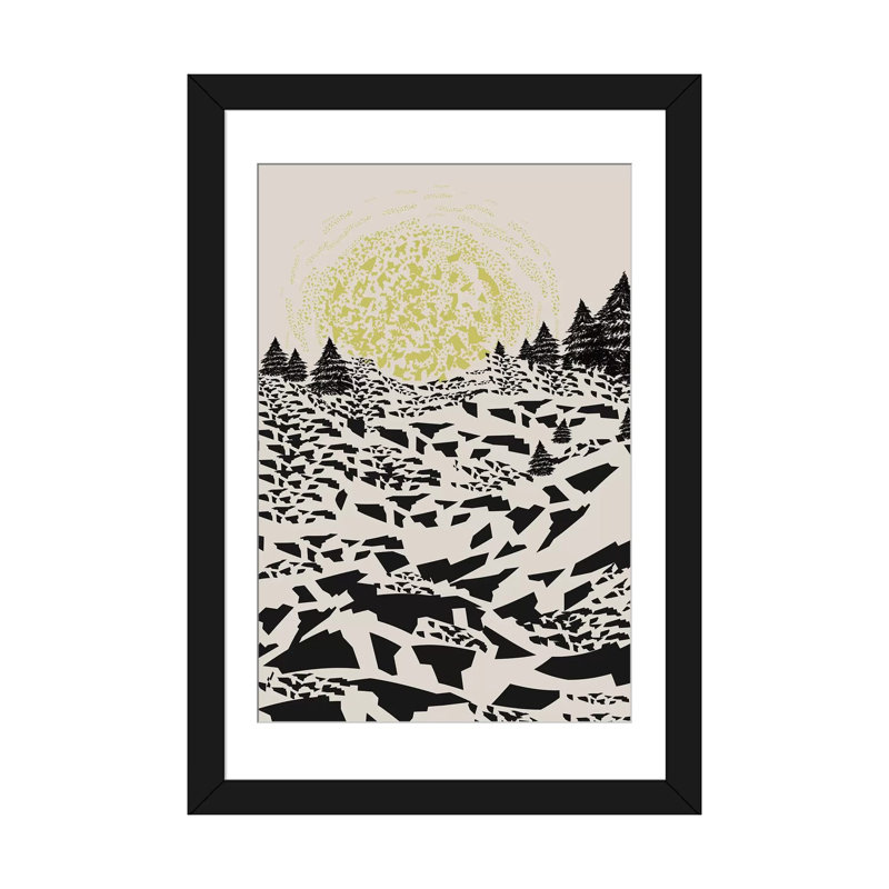 « performs hills » par flatowl, impression sur toile, H 24 po x l 16 po x P 1 po, Papier beaux-arts encadré noir, Blanc