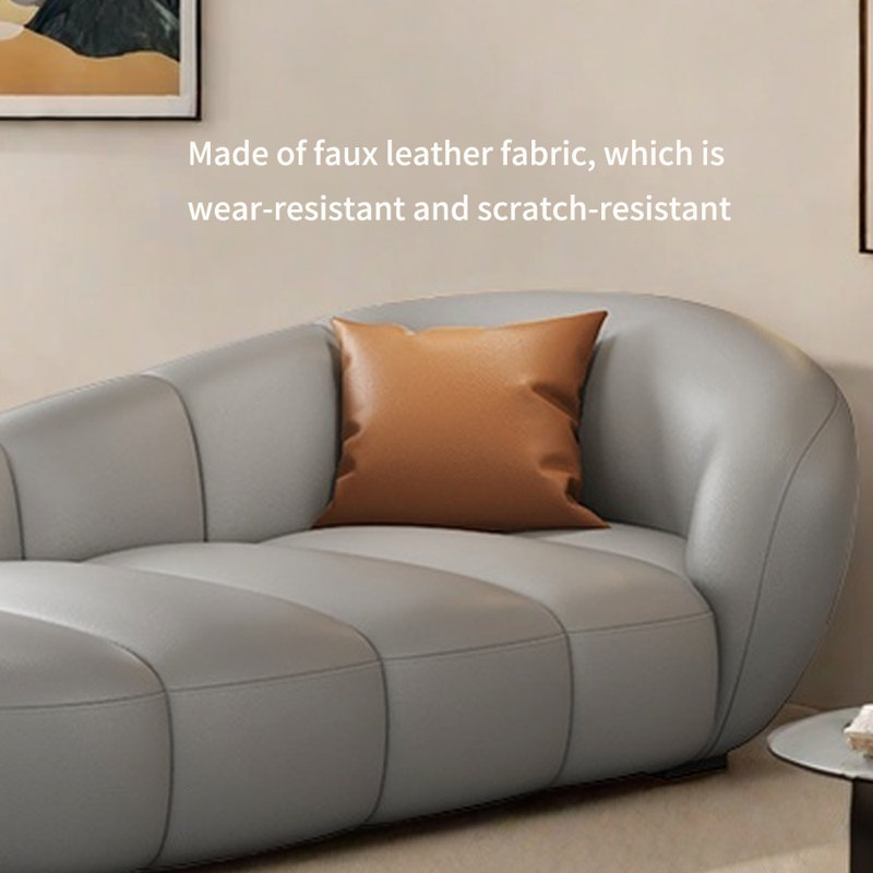 Fauteuil inclinable moderne en similicuir minimaliste, Orienté à droite, Gris