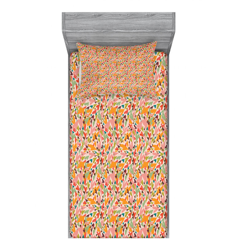 Drap-housse à motifs en microfibre, Drap-housse pour lit simple TG avec 1 taie d'oreil