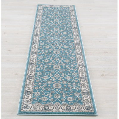 Luxury Kashan Blue Runner Rug