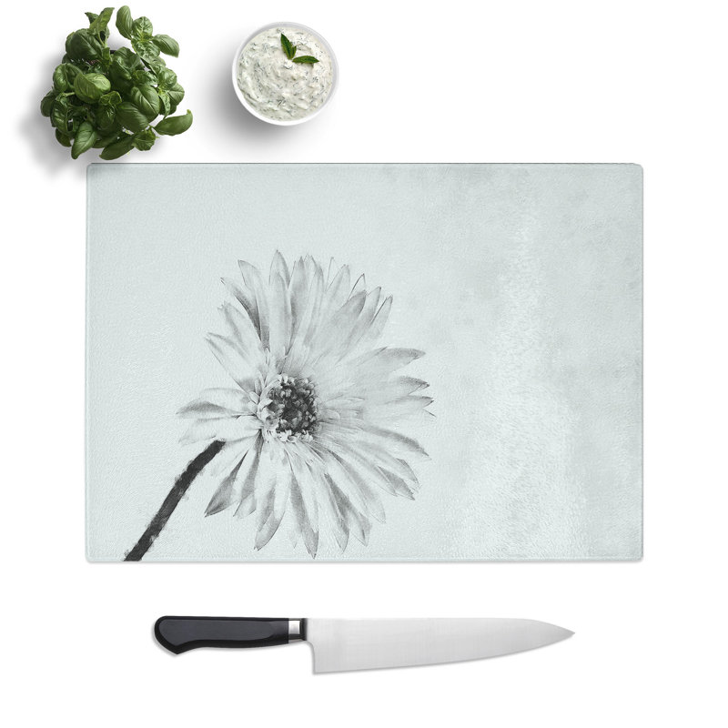 Tempered Glass Flower Chopping Board, 28.5 cm x 39 cm