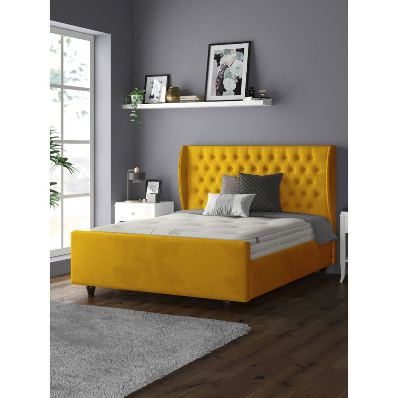 Bartelt Upholstered Bed, Double (4'6), Turmeric