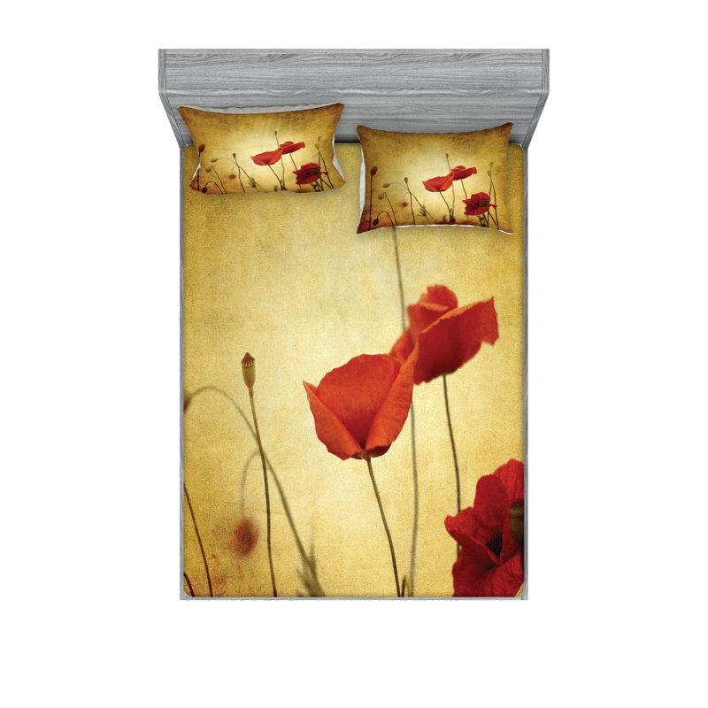 Drap-housse et coussin décoratif Ambesonne, vermillon brun pâle, Ensemble de draps pour très grand lit californien