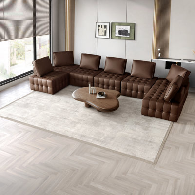 Ensemble de 7 chaises modulaires en similicuir 7 pièces
