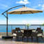 OLILAWN Parasol de patio solaire à DEL avec base, 32 parasol extérieur en porte-à-faux décalé avec 8 rids robustes, inclinaison infinie, rotation à 360 degrés, pour le porche de la piscine-254781285-247533855-251202659
